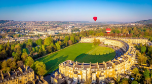 Bath, city, royal crescent, hot air balloon